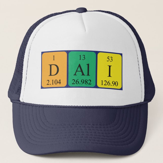 Gorra de nombres de tabla periódica de Dalí (Anverso)