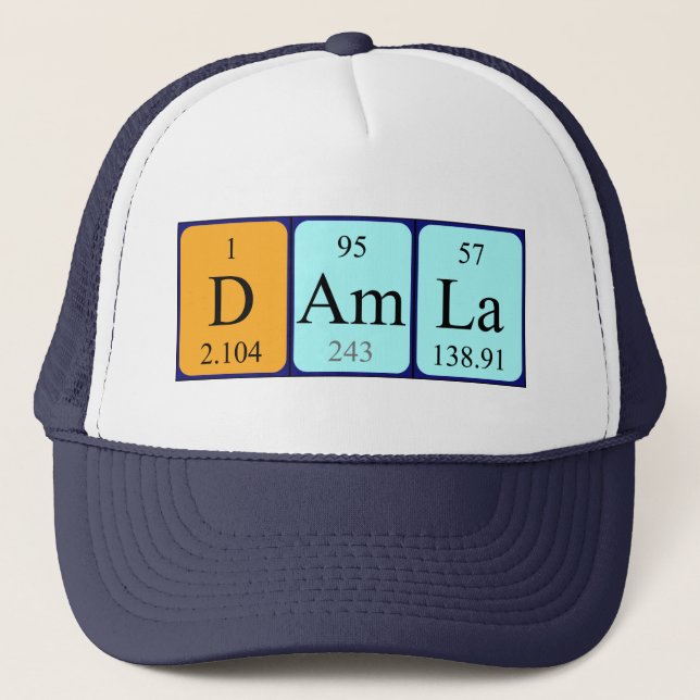 Gorra de nombres de tabla periódica de Damla (Anverso)