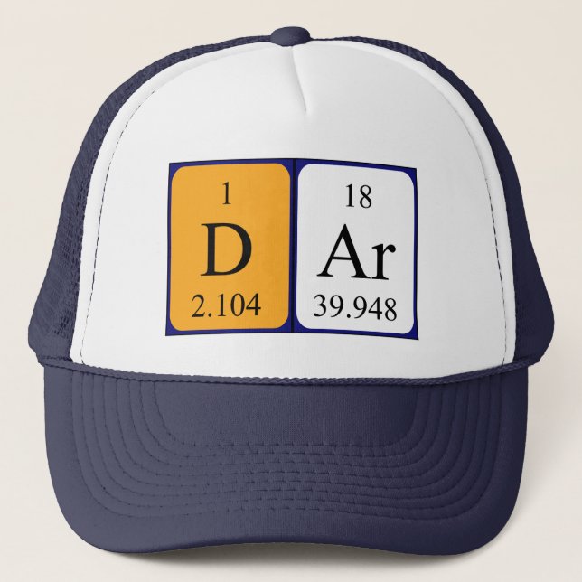 Gorra de nombres de tabla periódica de Dar (Anverso)