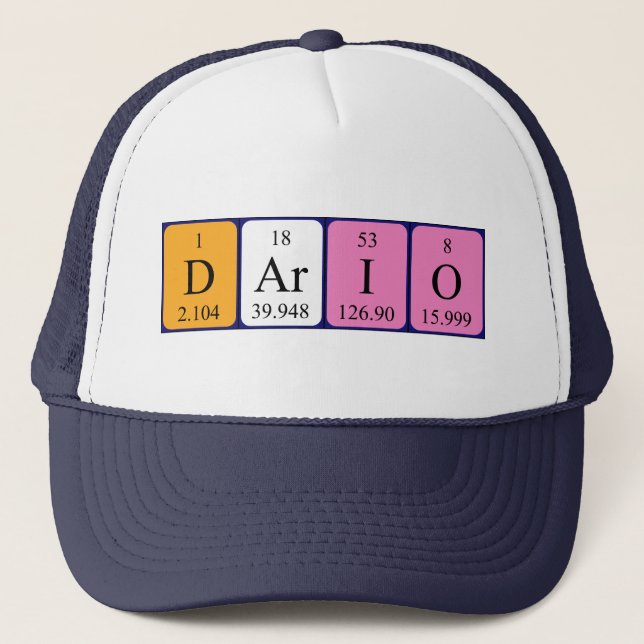 Gorra de nombres de tabla periódica de Darario (Anverso)