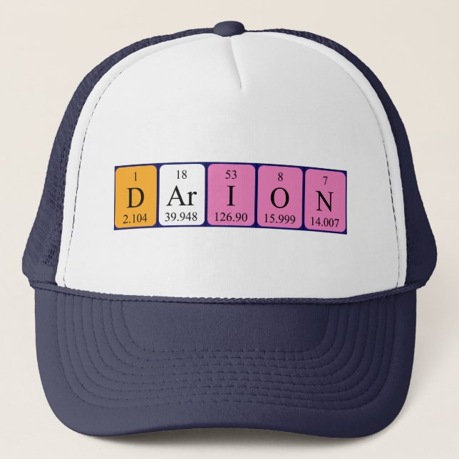 Gorra de nombres de tabla periódica de Darion (Anverso)