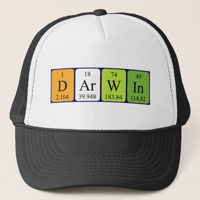 Gorra de nombres de tabla periódica de Darwin (Anverso)