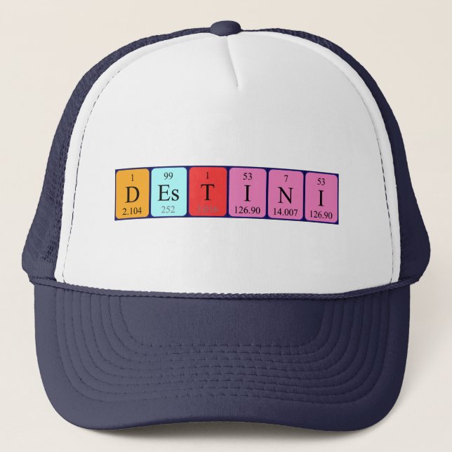 Gorra de nombres de tabla periódica de Destini (Anverso)