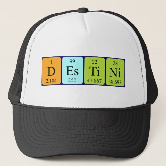 Gorra de nombres de tabla periódica de Destini (Anverso)