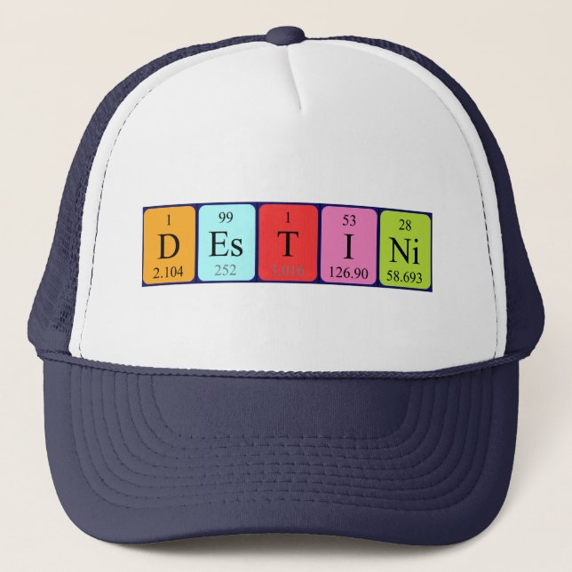 Gorra de nombres de tabla periódica de Destini (Anverso)