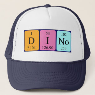 Gorra de nombres de tabla periódica de Dino