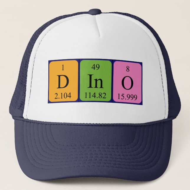 Gorra de nombres de tabla periódica de Dino (Anverso)