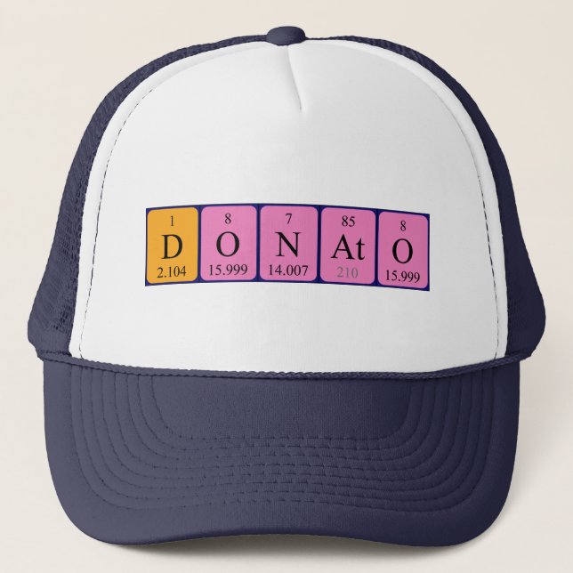 Gorra de nombres de tabla periódica de Donato (Anverso)