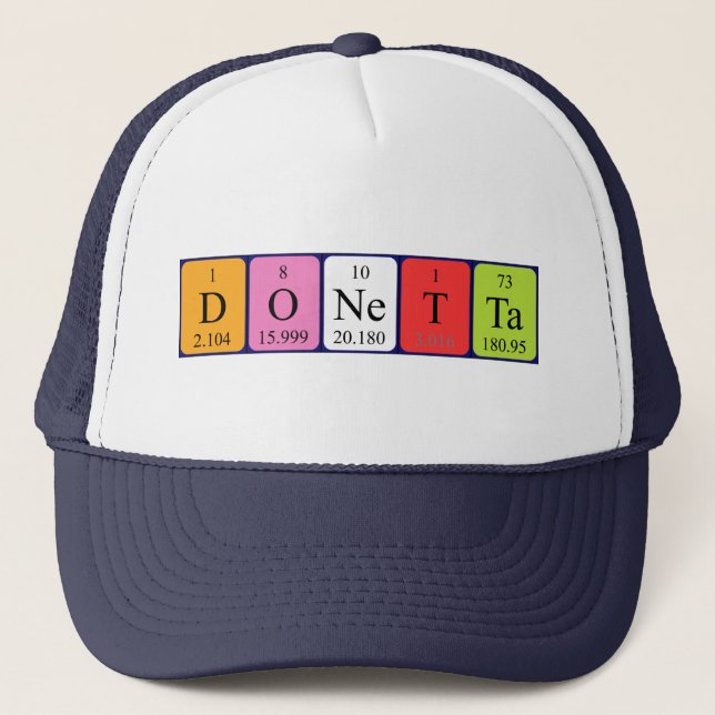 Gorra de nombres de tabla periódica de Donetta (Anverso)