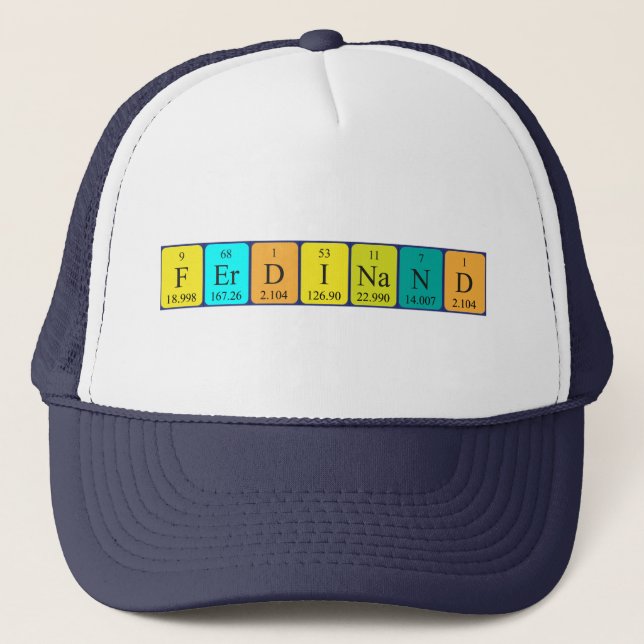 Gorra de nombres de tabla periódica de Ferdinand (Anverso)
