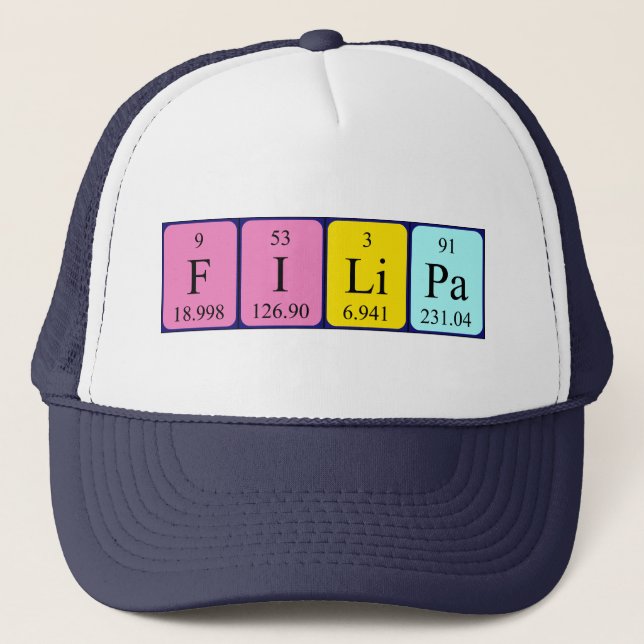 Gorra de nombres de tabla periódica de Filipa (Anverso)