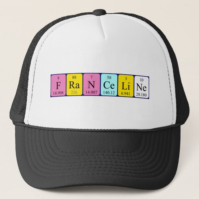 Gorra de nombres de tabla periódica de Franceline (Anverso)