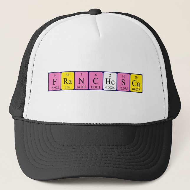 Gorra de nombres de tabla periódica de Franchesca (Anverso)