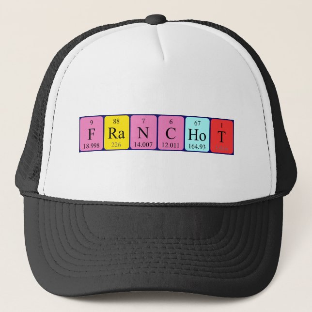 Gorra de nombres de tabla periódica de Franchot (Anverso)