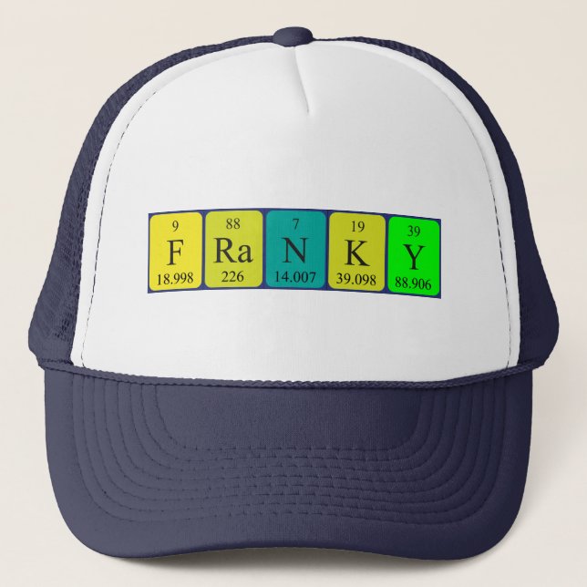 Gorra de nombres de tabla periódica de Franky (Anverso)