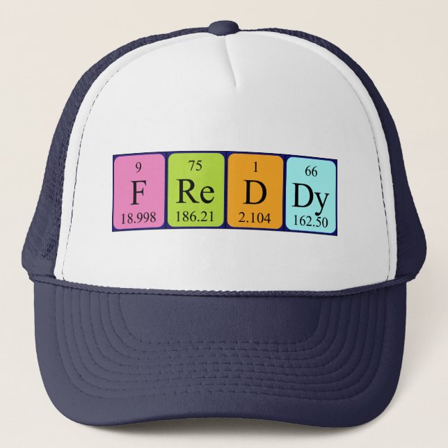 Gorra de nombres de tabla periódica de Freddy (Anverso)