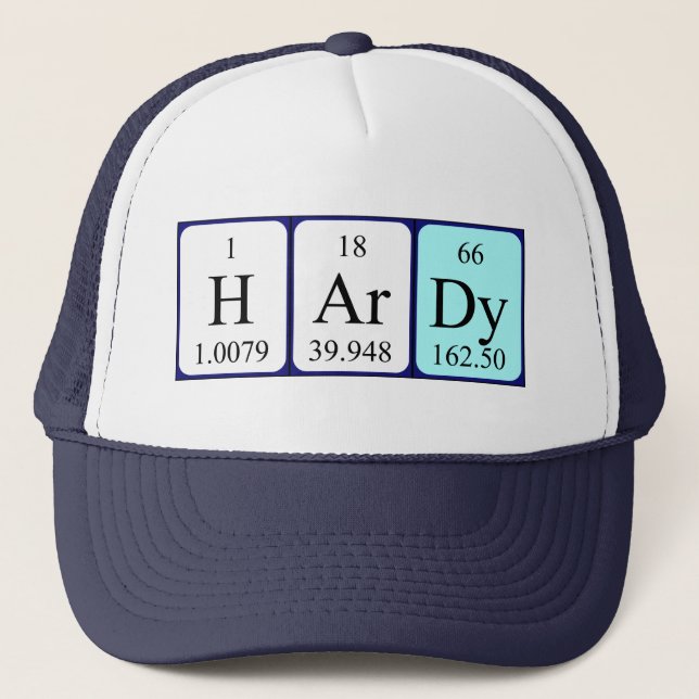 Gorra de nombres de tabla periódica de Hardy (Anverso)