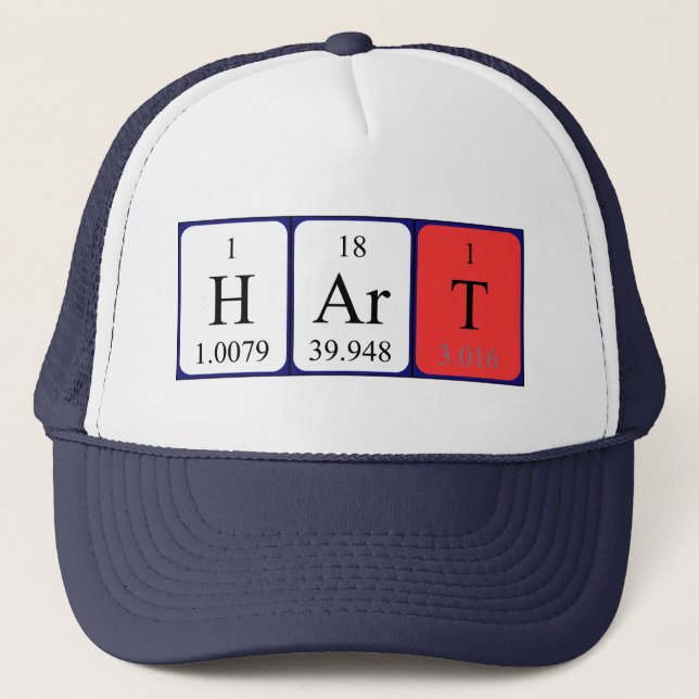 Gorra de nombres de tabla periódica de Hart (Anverso)