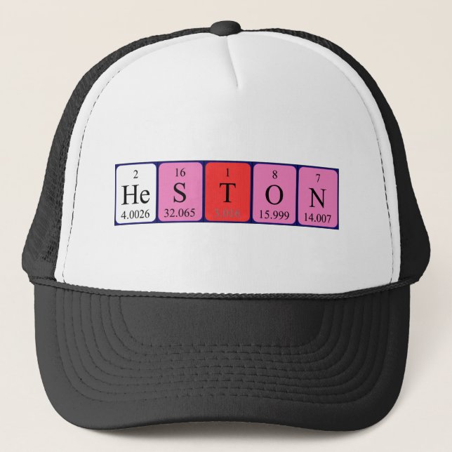Gorra de nombres de tabla periódica de Heston (Anverso)