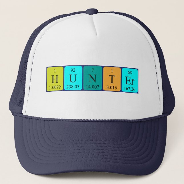 Gorra de nombres de tabla periódica de Hunter (Anverso)