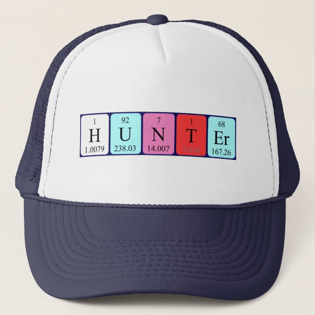 Gorra de nombres de tabla periódica de Hunter (Anverso)