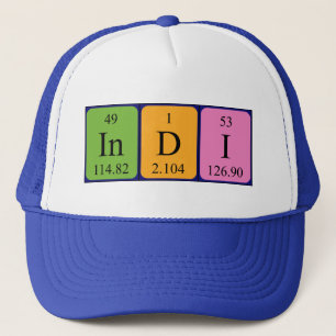 Gorra de nombres de tabla periódica de indi