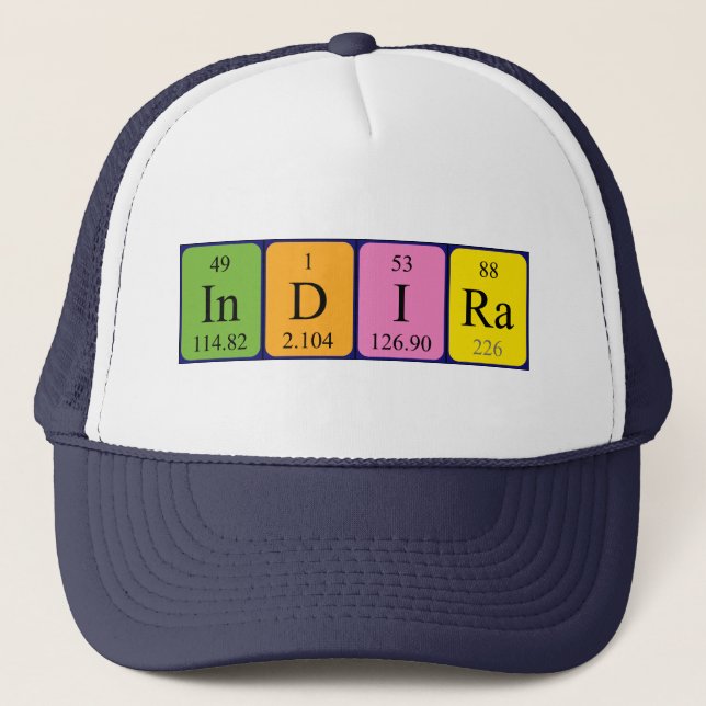 Gorra de nombres de tabla periódica de Indira (Anverso)