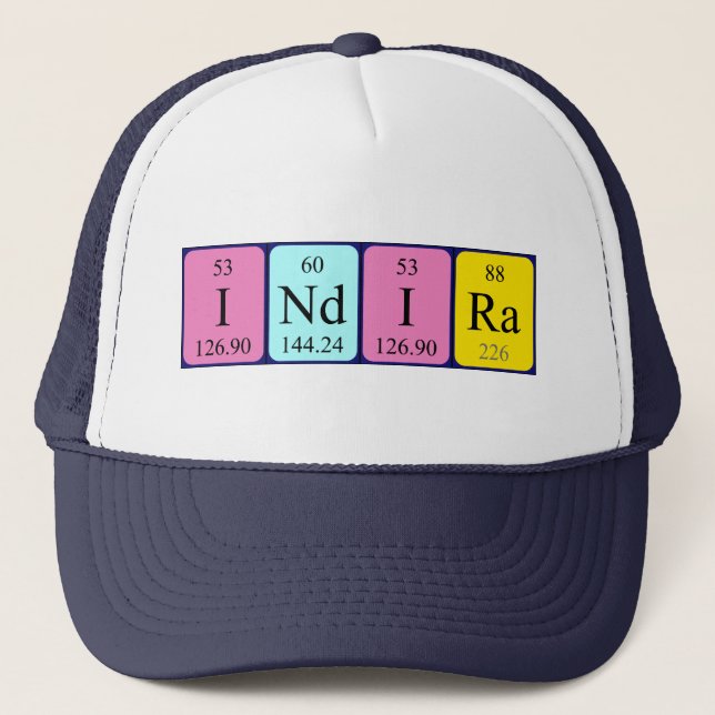 Gorra de nombres de tabla periódica de Indira (Anverso)
