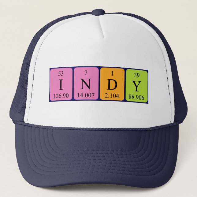 Gorra de nombres de tabla periódica de Indy (Anverso)