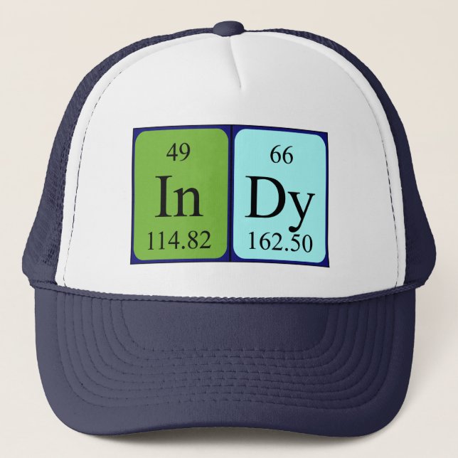Gorra de nombres de tabla periódica de Indy (Anverso)
