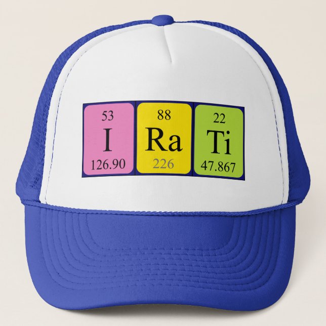 Gorra de nombres de tabla periódica de Irati (Anverso)