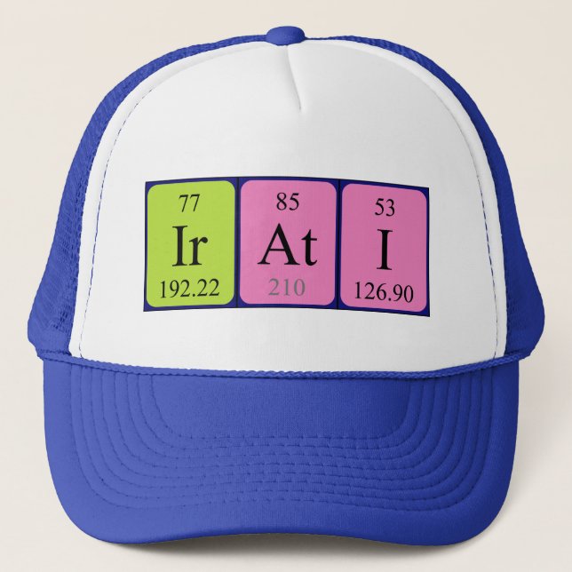 Gorra de nombres de tabla periódica de Irati (Anverso)