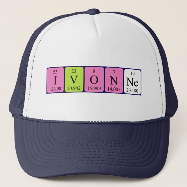 Gorra de nombres de tabla periódica de Ivonne (Anverso)