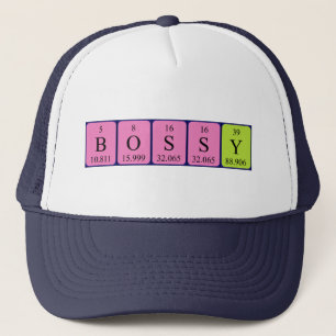 Gorra de nombres de tabla periódica de jefe