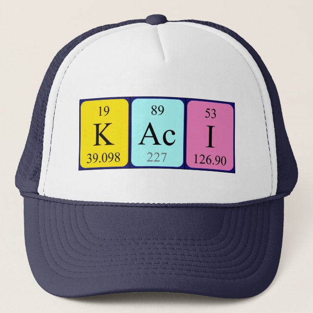 Gorra de nombres de tabla periódica de Kaci (Anverso)