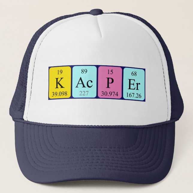 Gorra de nombres de tabla periódica de Kacper (Anverso)