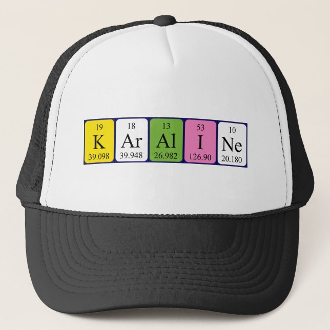 Gorra de nombres de tabla periódica de Karaline (Anverso)