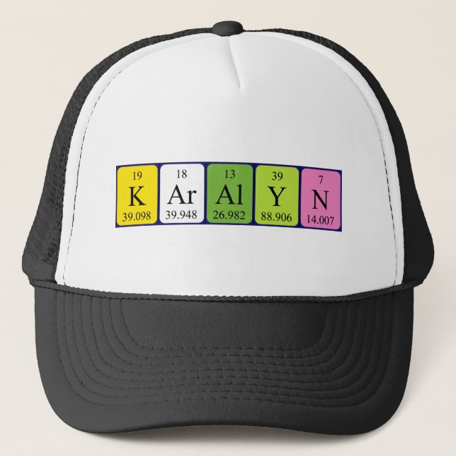 Gorra de nombres de tabla periódica de Karalyn (Anverso)