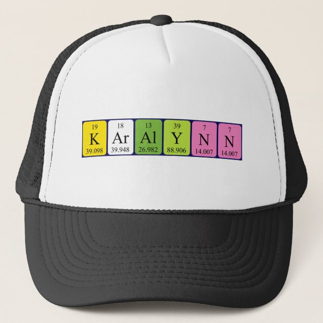 Gorra de nombres de tabla periódica de Karalynn (Anverso)