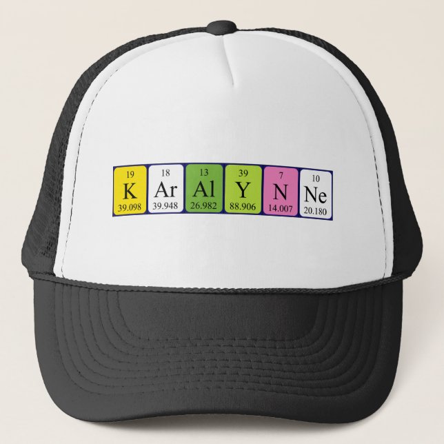 Gorra de nombres de tabla periódica de Karalynne (Anverso)