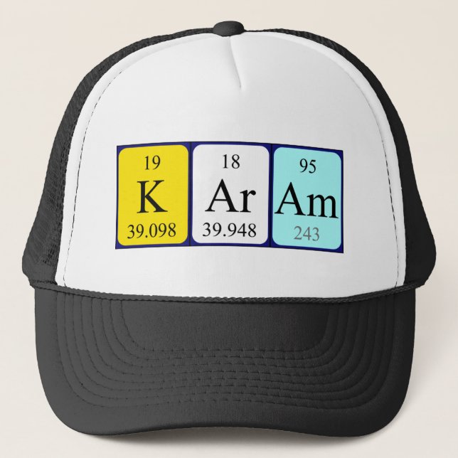 Gorra de nombres de tabla periódica de Karam (Anverso)