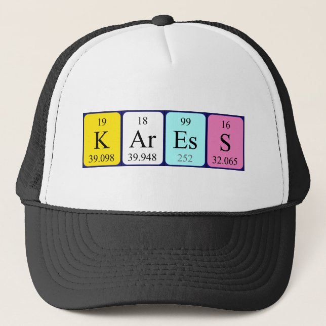 Gorra de nombres de tabla periódica de Karess (Anverso)