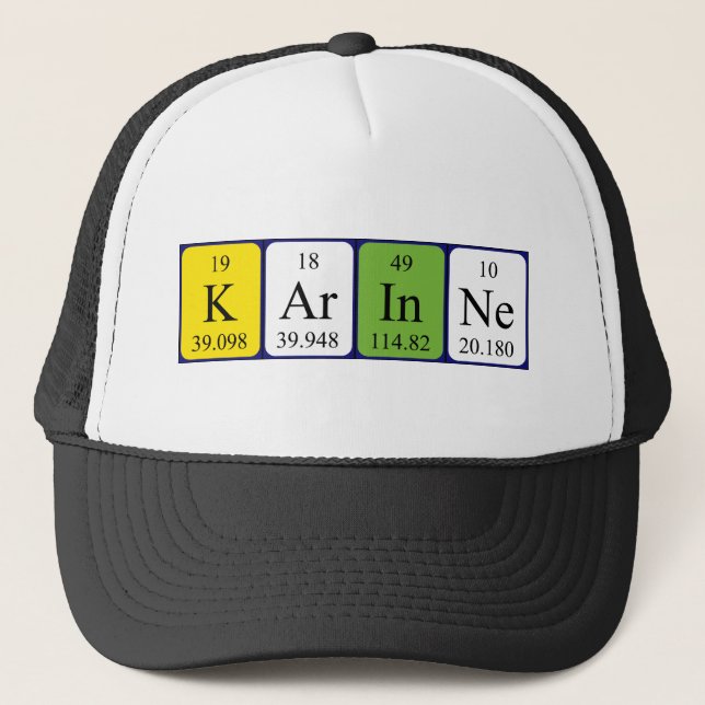 Gorra de nombres de tabla periódica de Karinne (Anverso)