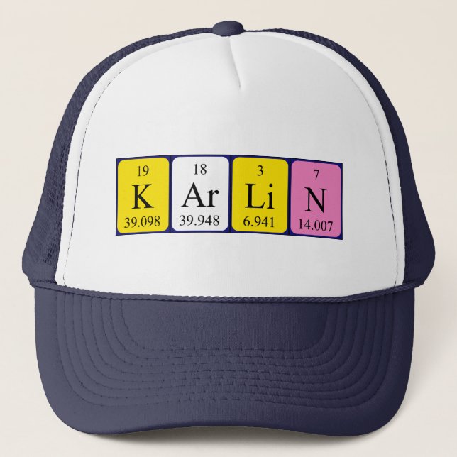 Gorra de nombres de tabla periódica de Karlin (Anverso)