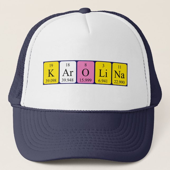 Gorra de nombres de tabla periódica de Karolina (Anverso)