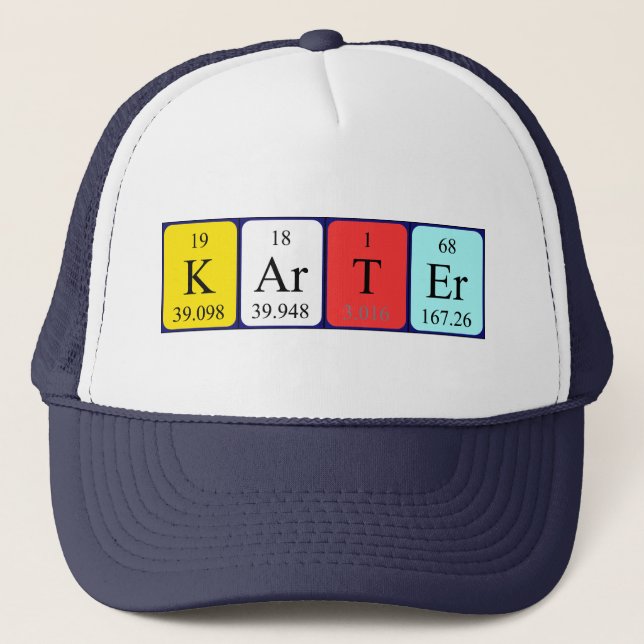 Gorra de nombres de tabla periódica de Karter (Anverso)