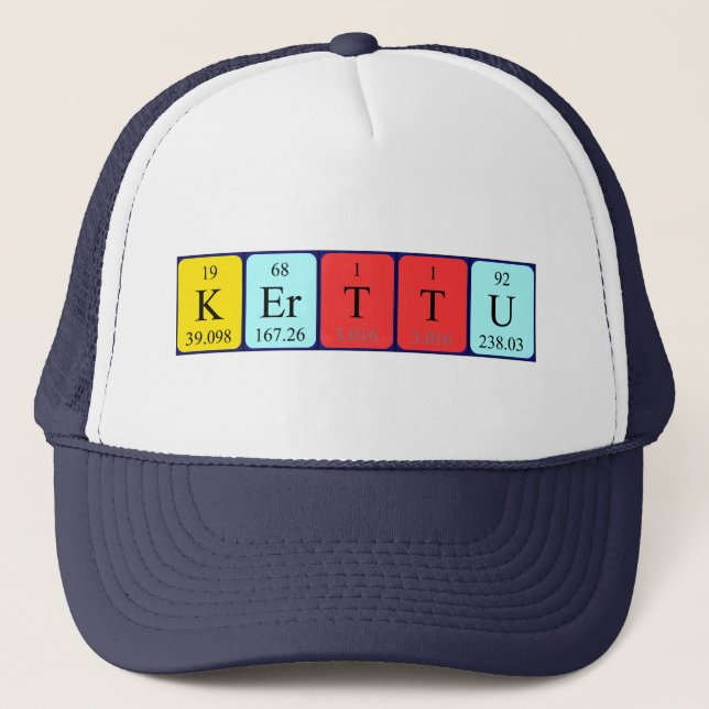 Gorra de nombres de tabla periódica de Kerttu (Anverso)