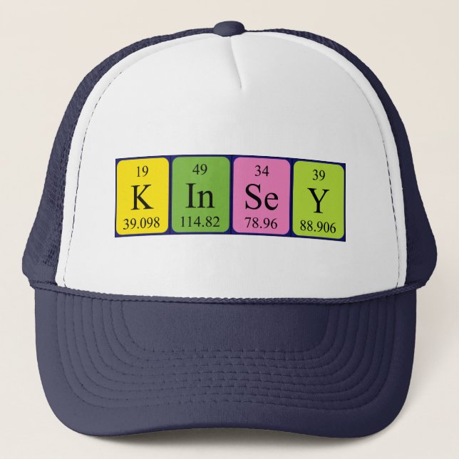 Gorra de nombres de tabla periódica de Kinsey (Anverso)