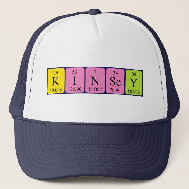 Gorra de nombres de tabla periódica de Kinsey (Anverso)