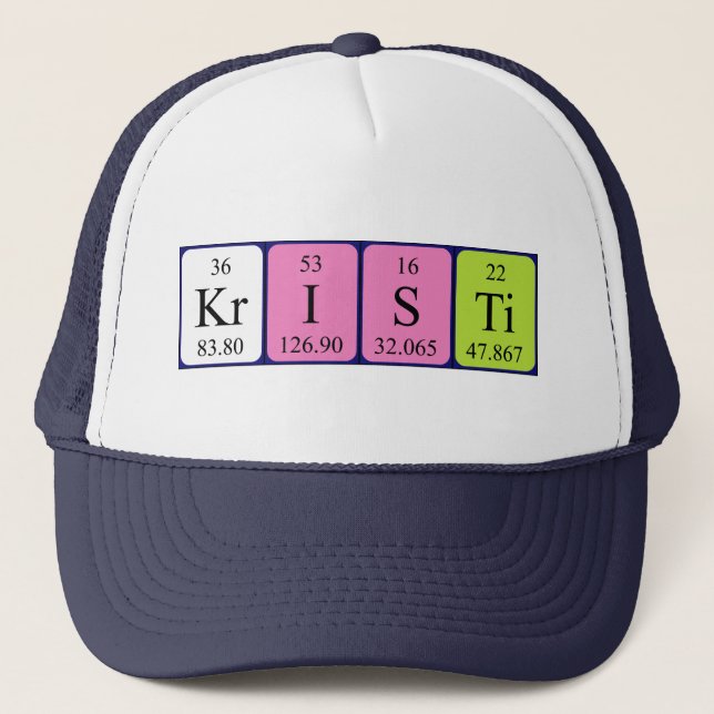 Gorra de nombres de tabla periódica de Kristi (Anverso)